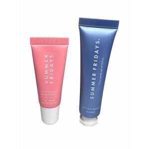 Summer Fridays Lip Butter Balm Pink Sugar and Jet Lag Mask Travel Set Lot New